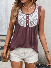 Load image into Gallery viewer, Lace Contrast Scoop Neck Tank
