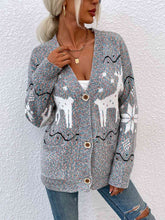 Load image into Gallery viewer, Reindeer Button Down Cardigan with Pockets
