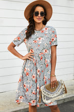 Load image into Gallery viewer, Striped Floral Short Sleeve  Dress with Pockets
