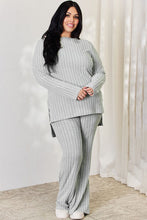 Load image into Gallery viewer, Basic Bae Full Size Ribbed High-Low Top and Wide Leg Pants Set
