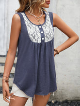 Load image into Gallery viewer, Lace Contrast Scoop Neck Tank
