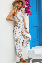 Load image into Gallery viewer, Striped Floral Sleeveless Wide Leg Jumpsuit with Pockets
