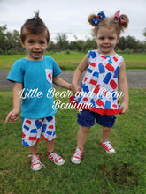 Load image into Gallery viewer, Red, White and Blue Popsicles Short Set
