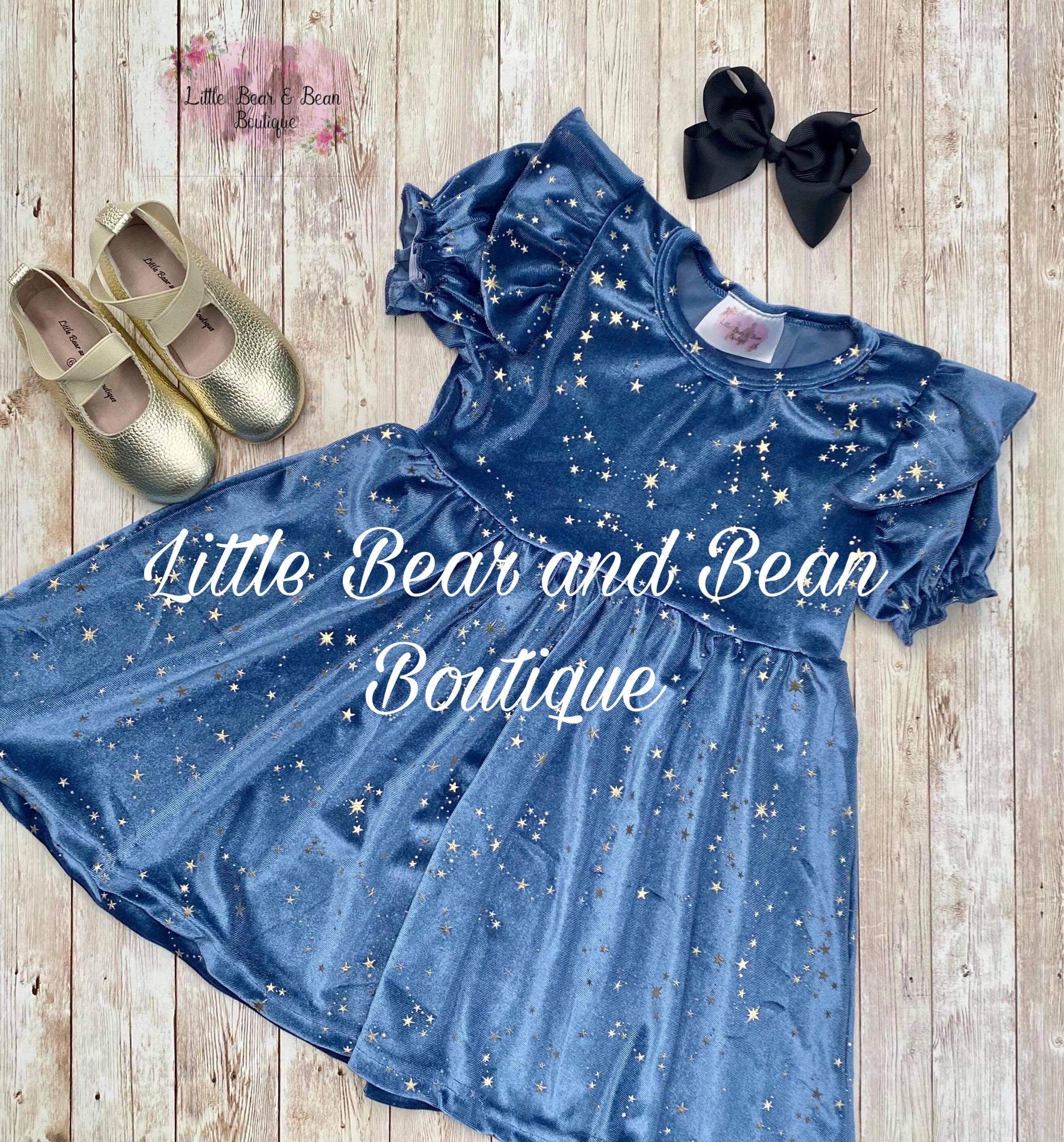 blue velvet star dress Blue festive ladies' dress velvet dress evening dress "Luna"