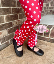 Load image into Gallery viewer, Red and White Polka Dot Ruffle Button Legging
