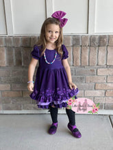 Load image into Gallery viewer, Purple Heart Triple Ruffle Twirl Dress
