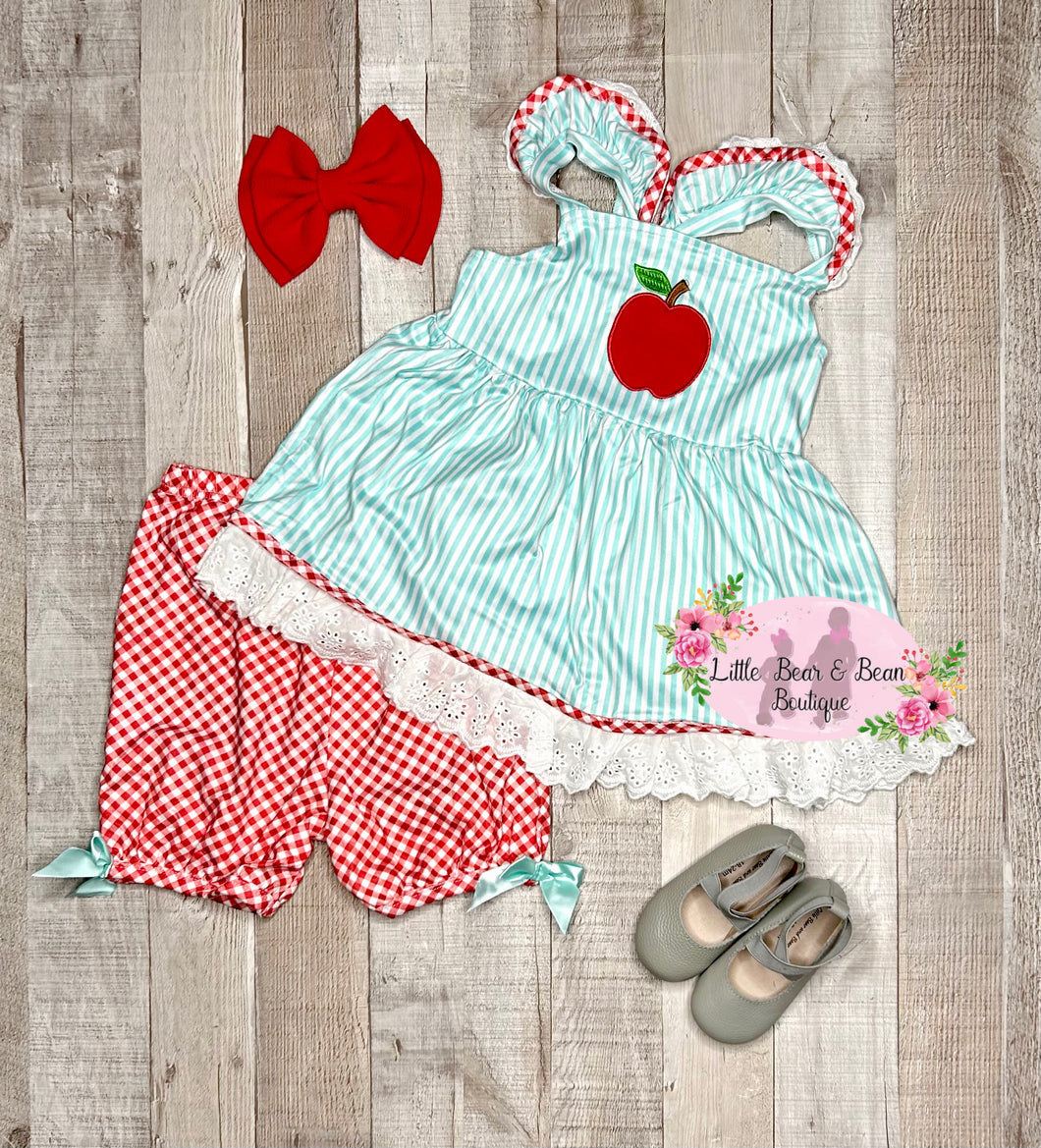 Apple with Stripes and Plaid Short Set