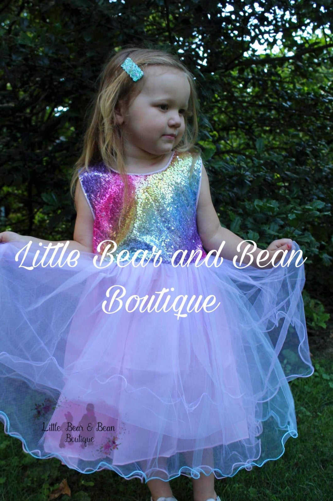 Rainbow Sequin Bodice Tulle Dress