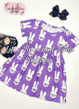 Load image into Gallery viewer, Purple Polka Dotted Bunny Dress
