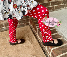 Load image into Gallery viewer, Red and White Polka Dot Ruffle Button Legging
