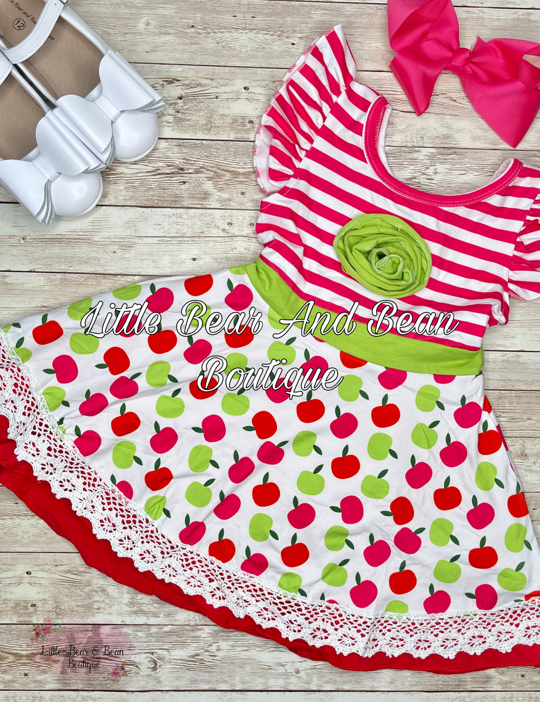 Sweet Little Apple Ruffle Twirl Dress