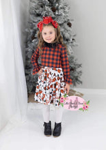 Load image into Gallery viewer, Buffalo Christmas Mouse Fur Hood Twirl Dress
