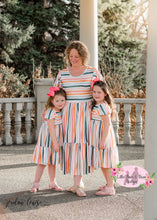 Load image into Gallery viewer, Orange And Green Striped Mommy &amp; Me Dress - Kids

