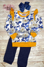 Load image into Gallery viewer, Mustard and Navy Zinnia Jogger Set
