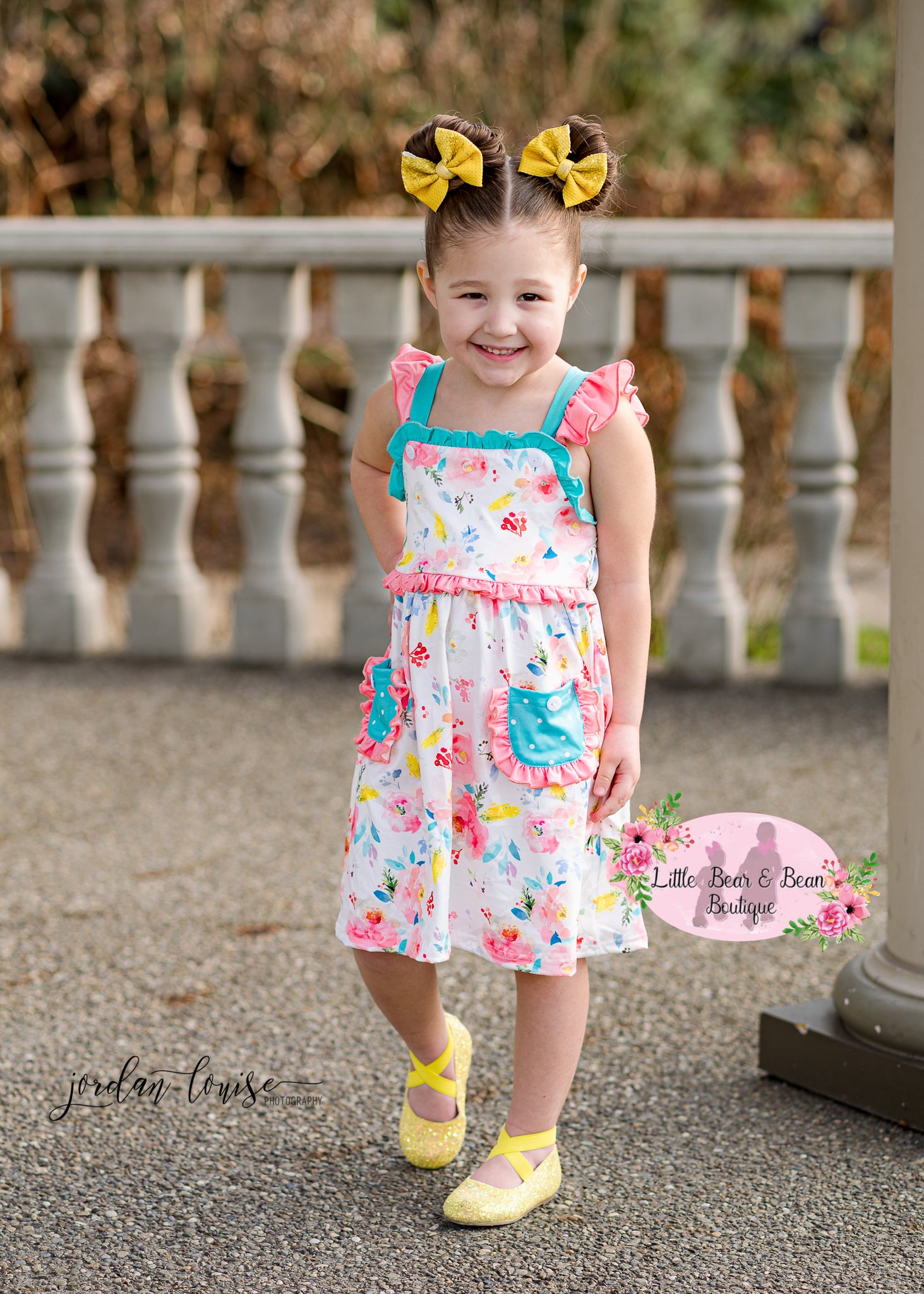 Aqua and Pink Floral Dress 6/7 Aqua and Pink Floral Dress 6/7