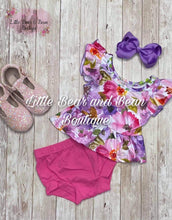 Load image into Gallery viewer, Hot Pink and Purple Floral Bummie Set
