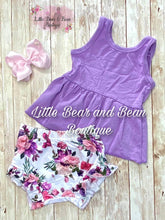 Load image into Gallery viewer, Purple Roses Ruffle Shortie Set
