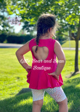 Load image into Gallery viewer, Solid Heart Back Peplum Hot Pink
