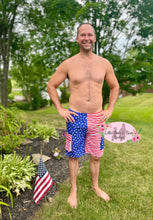 Load image into Gallery viewer, american flag swim trunks
