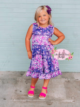 Load image into Gallery viewer, Purple/Pink Mermaid Scales Sleeveless Ruffle Dress
