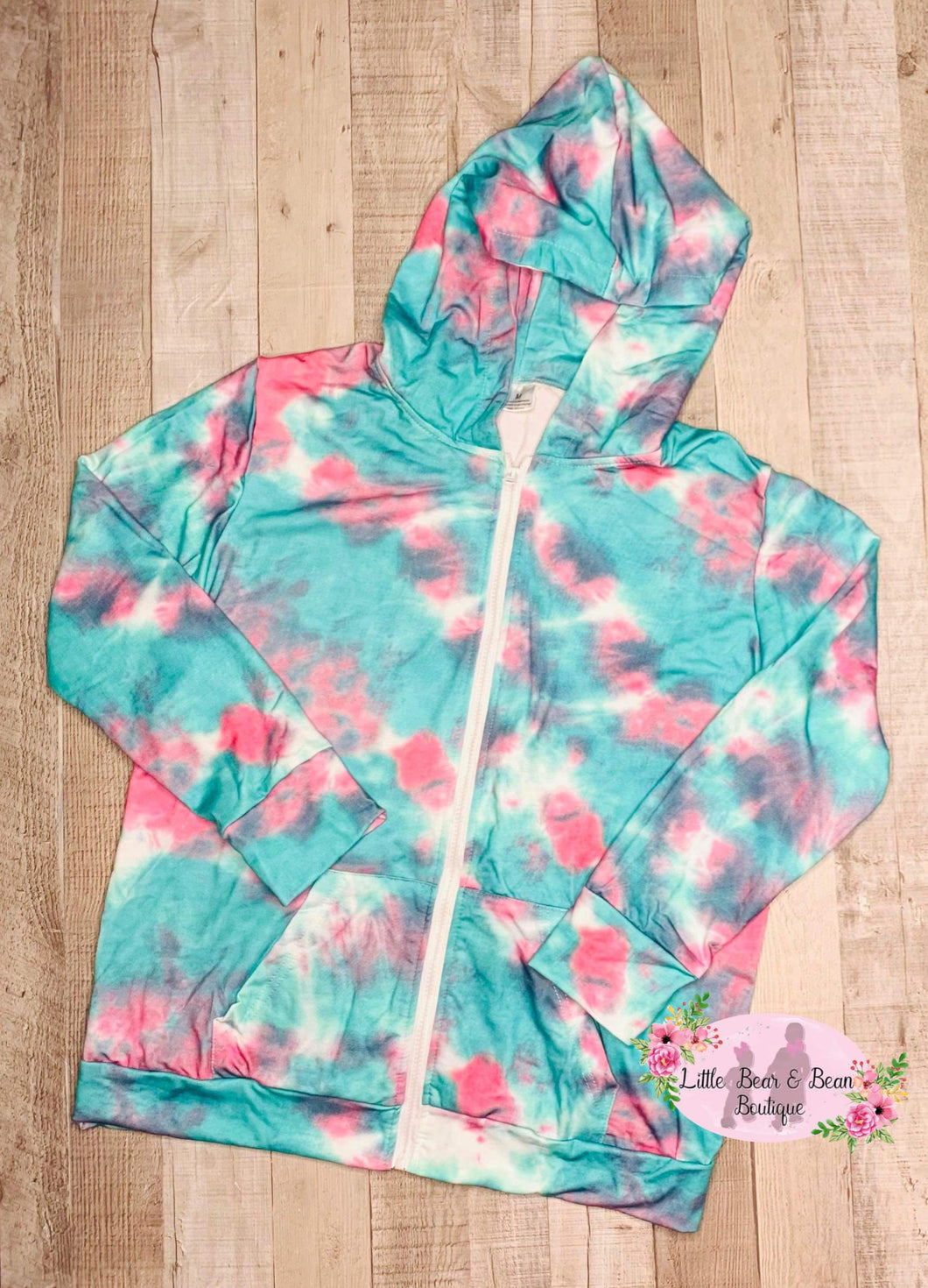 Ladies Pastel Tie Dye Full Zip Hoodie