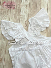 Load image into Gallery viewer, White Linen Ruffle Sleeve Romper
