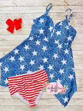 Load image into Gallery viewer, Faux Glitter Stars &amp; Stripes Ladies Swim

