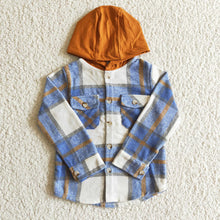 Load image into Gallery viewer, Pre-order RTS from Supplier Blue &amp; White Button Up Hooded Flannel
