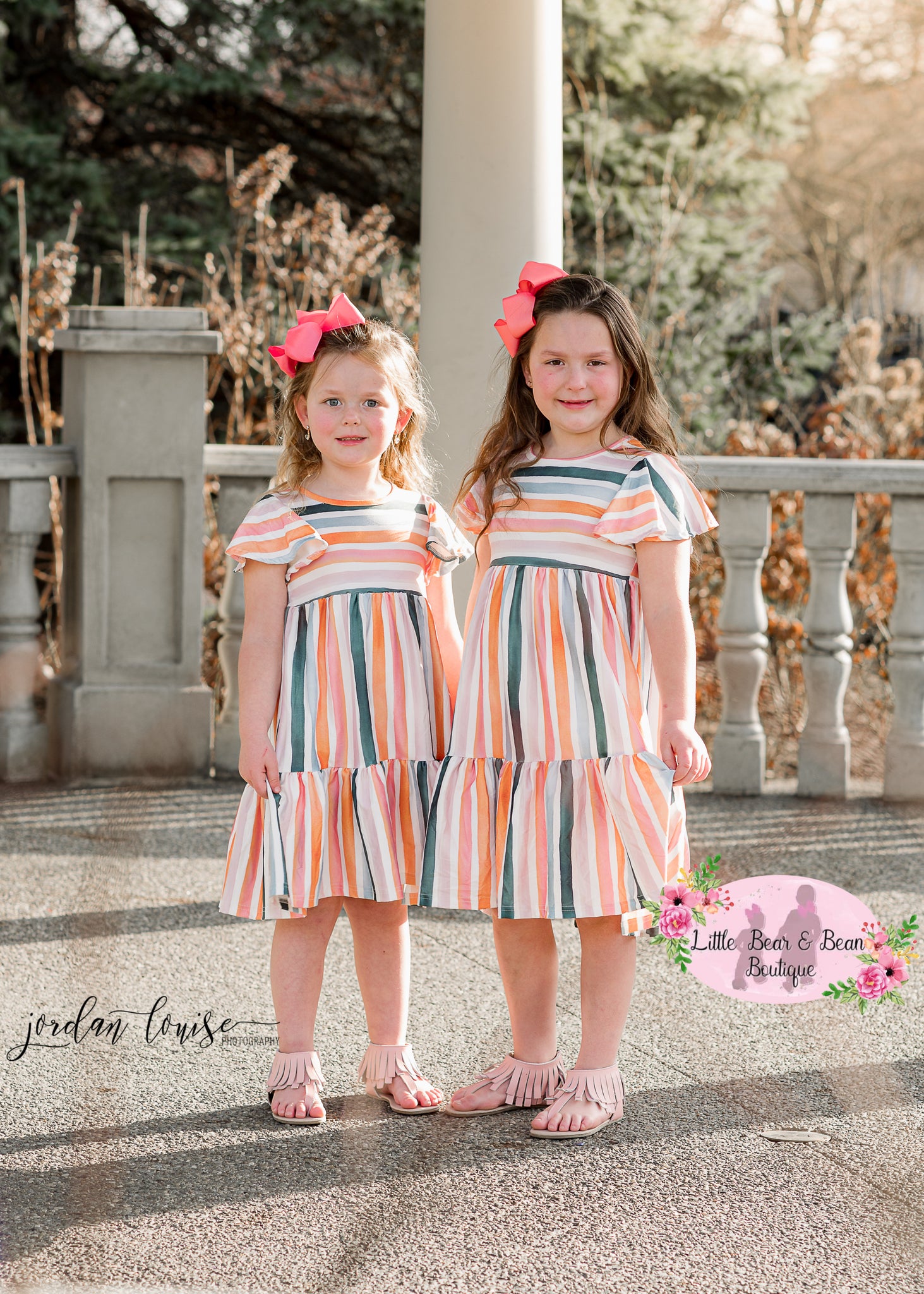 Orange and Green Striped Mommy & Me Dress - Kids 18-24M (XS) Orange and Green Striped Mommy & Me Dress - Kids 18-24M (XS)