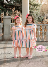 Load image into Gallery viewer, Orange And Green Striped Mommy &amp; Me Dress - Kids

