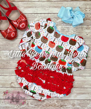 Load image into Gallery viewer, Candy Apple Fruit Ruffle Butt Romper
