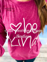 Load image into Gallery viewer, Ladies &quot;Be Kind&quot; Long Sleeve Top Berry
