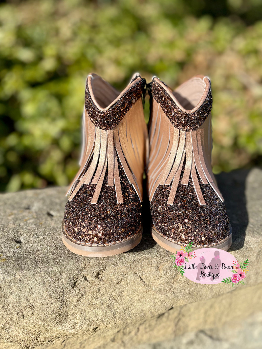 Fringe Boots - Brown Glitter