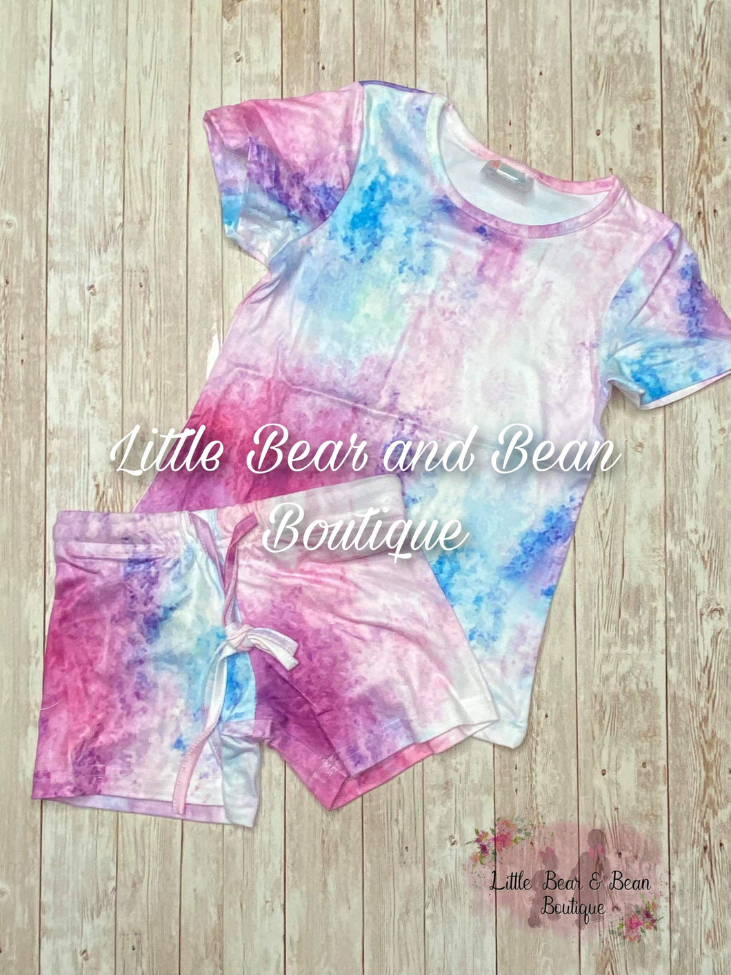 Mommy and Me Pink Tie Dye Shorts Set