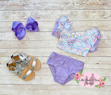 Load image into Gallery viewer, Pastel Rainbow Flutter Sleeve Swimsuit
