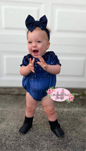 Load image into Gallery viewer, Velvet Star Romper Sapphire
