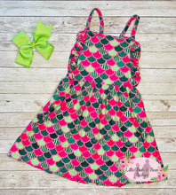 Load image into Gallery viewer, Watermelon Mermaid Scales Crossback Dress
