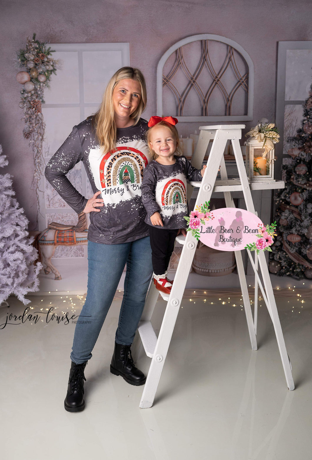 Mommy and Me Christmas Rainbow Long Sleeve Top- Ladies