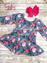 Load image into Gallery viewer, Slate 3/4 Sleeve Floral Skirted Leo
