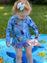 Load image into Gallery viewer, Ice Queen &amp; Princess A Faux Glitter Rash Guard 2 Pieces Swimsuit
