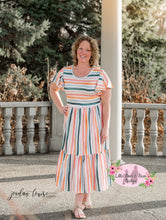 Load image into Gallery viewer, Orange And Green Striped Mommy &amp; Me Maxi - Ladies

