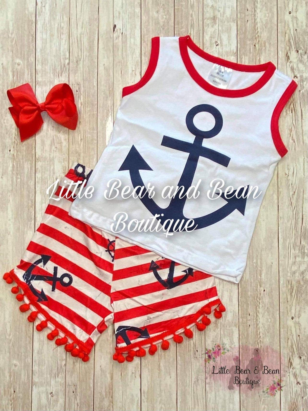 Red White and Blue Anchor Short Set