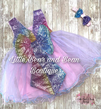 Load image into Gallery viewer, Rainbow Sequin Bodice Tulle Dress
