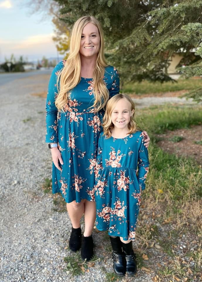 Mommy and Me Teal Floral Dress- Kids