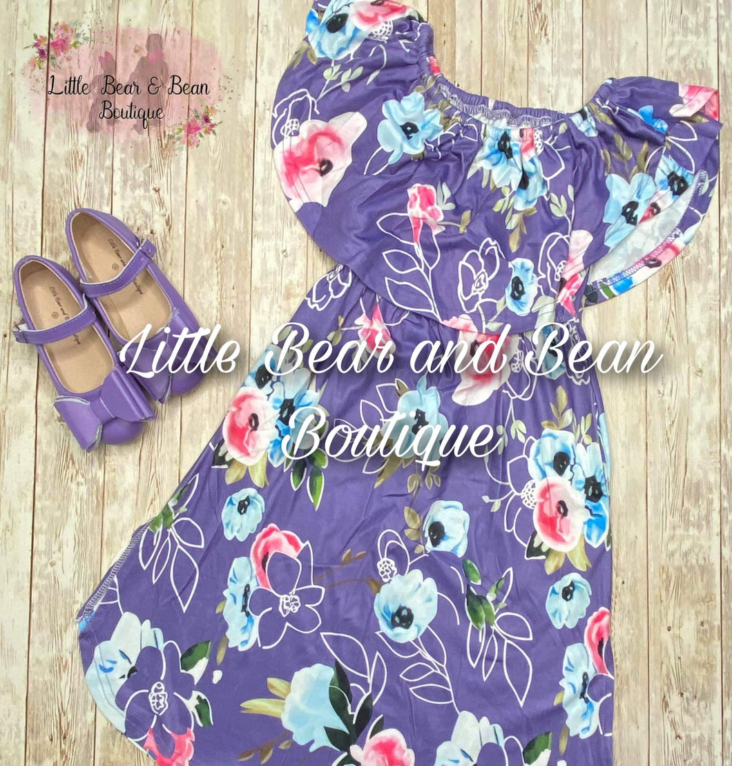 Mommy and Me Child Purple Floral Maxi