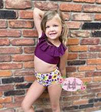 Load image into Gallery viewer, Plum Sunflower 2 Piece Swimsuit
