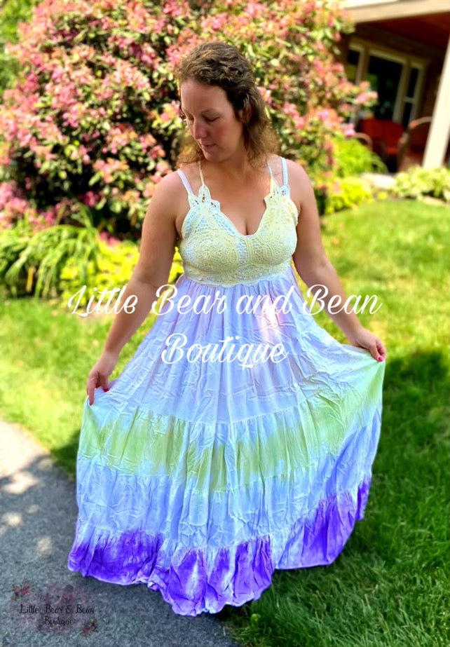 Rainbow Tie Dye Maxi Dress S