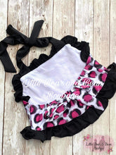 Load image into Gallery viewer, Pink Cheetah Skirted Ruffle 2 Piece Swim Suit
