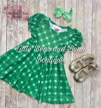 Load image into Gallery viewer, Green Plaid Twirl Dress
