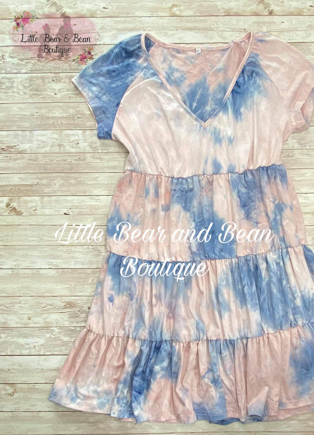 Size Small -Ladies Pink and Blue Tiered Dress